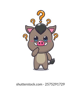 boar mascot cartoon character vector illustration is confused.
design element for poster, brochure, web, mascot, sticker, logo and icon.