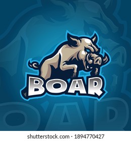 boar mascot logo design vector with concept style for badge, emblem and tshirt printing. angry boar illustration.