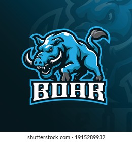 boar mascot logo design vector with modern illustration concept style for badge, emblem and t shirt printing. angry boar illustration.