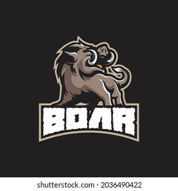 Boar mascot logo design vector with modern illustration concept style for badge, emblem and t shirt printing. Angry boar illustration for sport and esport team.