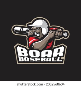 Boar mascot logo design vector with modern illustration concept style for badge, emblem and t shirt printing. Boar baseball illustration for sport team.