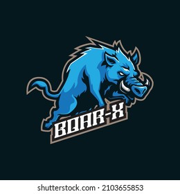 Boar mascot logo design vector with modern illustration concept style for badge, emblem and t shirt printing. Angry boar illustration for sport and esport team.