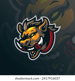 Boar mascot logo design vector with modern illustration concept style for badge, emblem and t shirt printing. Boar head illustration for sport an esport team.