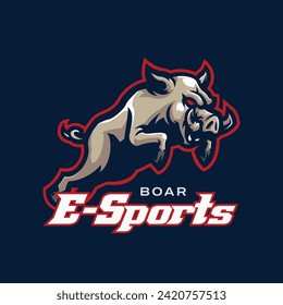 Boar mascot logo design vector with modern illustration concept style for badge, emblem and t-shirt printing. Head boar illustration for sport and esport team.