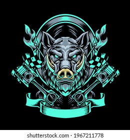 Boar Motorider Mascot Illustration for your merchandise or business