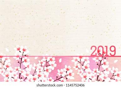 boar New Year card Cherry background