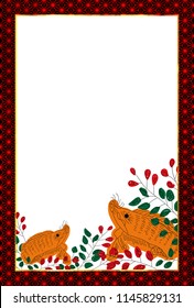 Boar New Year card Hanafuda background