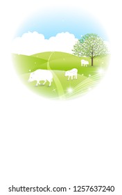 boar New Year card Landscape background