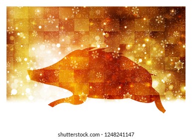 boar New Year card Winter Background