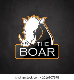 Boar on a dark background. Vector boar with room for text.