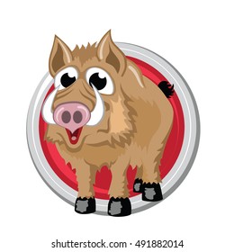 Boar. Orient horoscope sign isolated in circle. Chinese symbols. Zodiac.