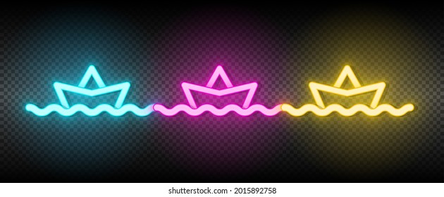 boar, paper, sea, business neon vector icon. Illustration neon blue, yellow, red icon set.