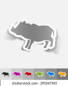 boar paper sticker with shadow. Vector illustration