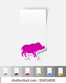 boar paper sticker with shadow. Vector illustration