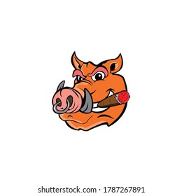 Boar Pig Head Cartoon Vector