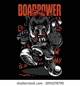 Boar Power illustration symbol pig  character