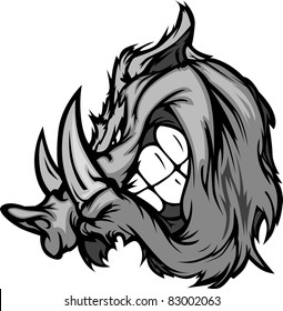 Boar Razorback Cartoon Face Illustration