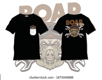 Boar to ride illustration with t shirt design
