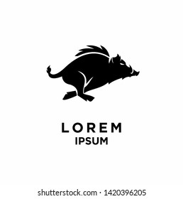 boar run black logo icon design vector illustration