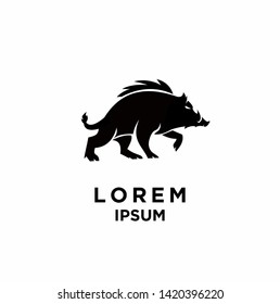 boar run black logo icon design vector illustration