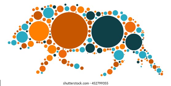 Boar shape vector design by color point