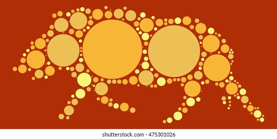 Boar shape vector design by color point