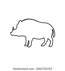 Boar silhouette, outline icon vector. Boar icon. Livestock concept. Boar sign on white background. Boar meat badge. Boarmeat. Part of my game meat illustration collection. Hunt. Hunting