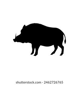 Boar silhouette, solid icon vector. Boar icon. Livestock concept. Boar sign on white background. Boar meat badge. Boarmeat. Part of my game meat illustration collection. Hunt. Hunting