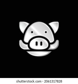 Boar silver plated metallic icon