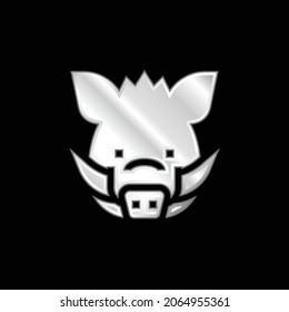Boar silver plated metallic icon
