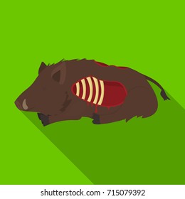 Boar single icon in flat style.Boar, vector symbol stock illustration web.