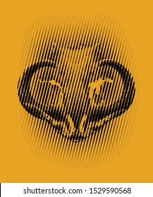 boar skull halftone line vector for poster design with sacred geometry background