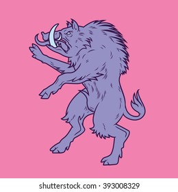 Boar stylized medieval heraldry
