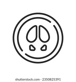 Boar Tracks Circle Icon. Vector Linear Illustration of Wild Animal Footprints Symbolizing Hunting and Wildlife Pursuit.