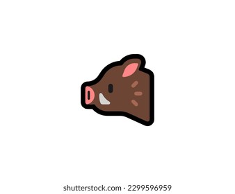 Boar vector icon. Wild pig. Warthog Emoji illustration. Isolated boar vector emoticon