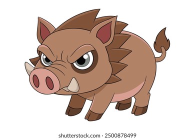 Boar Vector Illustration | Linocut, Kawaii, Cartoon, Clipart, Line Art Design.