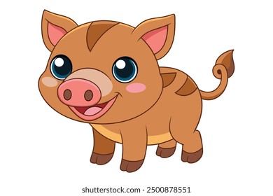 Boar Vector Illustration | Linocut, Kawaii, Cartoon, Clipart, Line Art Design.