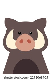 Boar wild drawing cartoon character funny vector animal