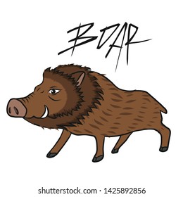 Boar wild pig cartoon vector illustration