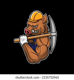 boar worker vector illustration design