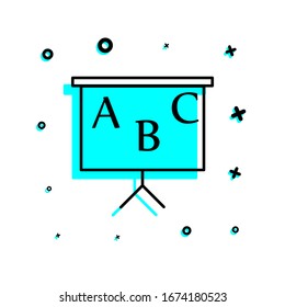 Tafel mit Alphabet-Symbol. Einfache dünne Linie, Umriss, Bildungspikonen, flache Vektorillustration von Bildungs-Icons für i und ux, Website oder mobile Anwendungen