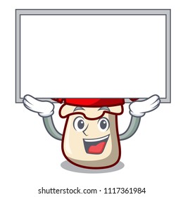 Up board amanita mushroom character cartoon