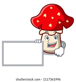 With board amanita mushroom character cartoon