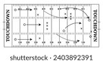 Board American football field white, top view with tactics