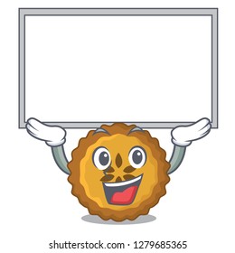 Up board apple pie bread on cartoon Plate