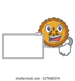With board apple pie bread on cartoon Plate