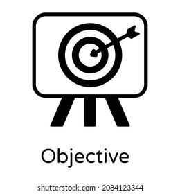 Board with archery, objective icon in filled design