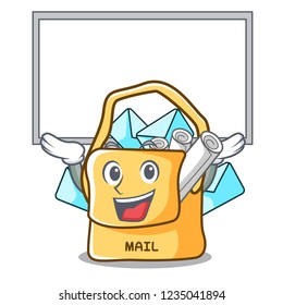 Up board bag sack fill in cartoon mail