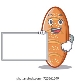 With board baked bread character cartoon