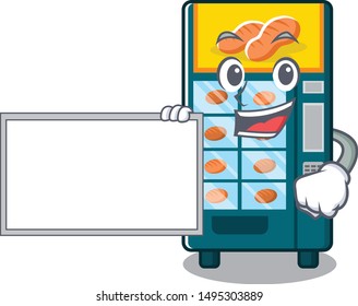 With board bakery vending machine isolated the cartoon